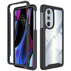 Silikon Schutzhülle Rahmen Tasche Hülle Durchsichtig Transparent 360 Grad Ganzkörper für Motorola Moto Edge 30 Pro 5G Schwarz