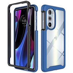 Silikon Schutzhülle Rahmen Tasche Hülle Durchsichtig Transparent 360 Grad Ganzkörper für Motorola Moto Edge Plus (2022) 5G Blau