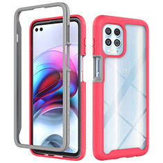 Silikon Schutzhülle Rahmen Tasche Hülle Durchsichtig Transparent 360 Grad Ganzkörper für Motorola Moto Edge S 5G Pink