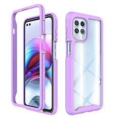 Silikon Schutzhülle Rahmen Tasche Hülle Durchsichtig Transparent 360 Grad Ganzkörper für Motorola Moto Edge S 5G Violett