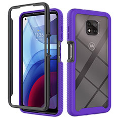 Silikon Schutzhülle Rahmen Tasche Hülle Durchsichtig Transparent 360 Grad Ganzkörper für Motorola Moto G Power (2021) Violett