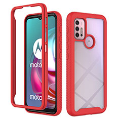 Silikon Schutzhülle Rahmen Tasche Hülle Durchsichtig Transparent 360 Grad Ganzkörper für Motorola Moto G20 Rot