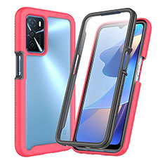 Silikon Schutzhülle Rahmen Tasche Hülle Durchsichtig Transparent 360 Grad Ganzkörper für Oppo A54s Pink