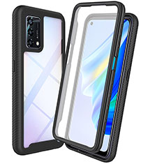 Silikon Schutzhülle Rahmen Tasche Hülle Durchsichtig Transparent 360 Grad Ganzkörper für Oppo A74 4G Schwarz