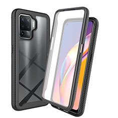 Silikon Schutzhülle Rahmen Tasche Hülle Durchsichtig Transparent 360 Grad Ganzkörper für Oppo F19 Pro Schwarz