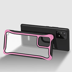Silikon Schutzhülle Rahmen Tasche Hülle Durchsichtig Transparent 360 Grad Ganzkörper für Samsung Galaxy A91 Pink