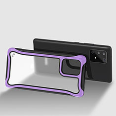 Silikon Schutzhülle Rahmen Tasche Hülle Durchsichtig Transparent 360 Grad Ganzkörper für Samsung Galaxy A91 Violett