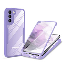 Silikon Schutzhülle Rahmen Tasche Hülle Durchsichtig Transparent 360 Grad Ganzkörper für Samsung Galaxy S22 5G Violett