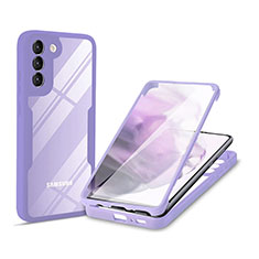 Silikon Schutzhülle Rahmen Tasche Hülle Durchsichtig Transparent 360 Grad Ganzkörper für Samsung Galaxy S22 Plus 5G Violett