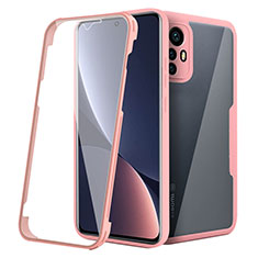 Silikon Schutzhülle Rahmen Tasche Hülle Durchsichtig Transparent 360 Grad Ganzkörper für Xiaomi Mi 12 5G Rosa