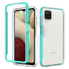 Silikon Schutzhülle Rahmen Tasche Hülle Durchsichtig Transparent 360 Grad Ganzkörper JX1 für Samsung Galaxy A12 Grün