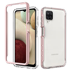 Silikon Schutzhülle Rahmen Tasche Hülle Durchsichtig Transparent 360 Grad Ganzkörper JX1 für Samsung Galaxy A12 Nacho Rosegold
