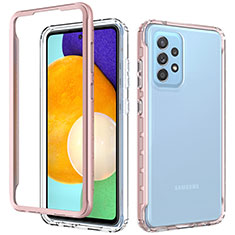 Silikon Schutzhülle Rahmen Tasche Hülle Durchsichtig Transparent 360 Grad Ganzkörper JX1 für Samsung Galaxy A52 4G Rosegold