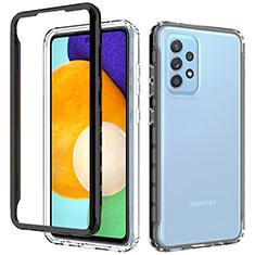 Silikon Schutzhülle Rahmen Tasche Hülle Durchsichtig Transparent 360 Grad Ganzkörper JX1 für Samsung Galaxy A52s 5G Schwarz