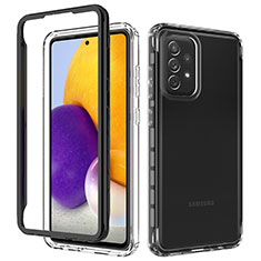 Silikon Schutzhülle Rahmen Tasche Hülle Durchsichtig Transparent 360 Grad Ganzkörper JX1 für Samsung Galaxy A72 5G Schwarz