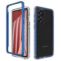 Silikon Schutzhülle Rahmen Tasche Hülle Durchsichtig Transparent 360 Grad Ganzkörper JX1 für Samsung Galaxy A73 5G Blau