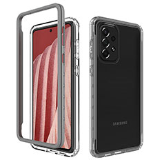 Silikon Schutzhülle Rahmen Tasche Hülle Durchsichtig Transparent 360 Grad Ganzkörper JX1 für Samsung Galaxy A73 5G Grau