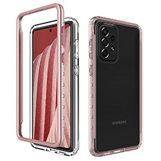 Silikon Schutzhülle Rahmen Tasche Hülle Durchsichtig Transparent 360 Grad Ganzkörper JX1 für Samsung Galaxy A73 5G Rosegold