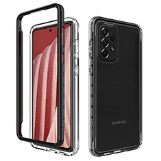 Silikon Schutzhülle Rahmen Tasche Hülle Durchsichtig Transparent 360 Grad Ganzkörper JX1 für Samsung Galaxy A73 5G Schwarz