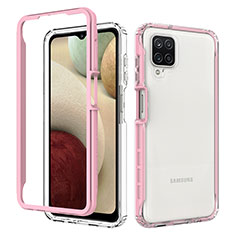 Silikon Schutzhülle Rahmen Tasche Hülle Durchsichtig Transparent 360 Grad Ganzkörper JX1 für Samsung Galaxy F12 Rosa