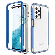 Silikon Schutzhülle Rahmen Tasche Hülle Durchsichtig Transparent 360 Grad Ganzkörper JX2 für Samsung Galaxy A23 4G Blau