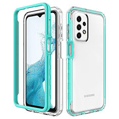 Silikon Schutzhülle Rahmen Tasche Hülle Durchsichtig Transparent 360 Grad Ganzkörper JX2 für Samsung Galaxy A23 4G Hellblau