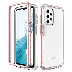 Silikon Schutzhülle Rahmen Tasche Hülle Durchsichtig Transparent 360 Grad Ganzkörper JX2 für Samsung Galaxy A23 5G Rosegold