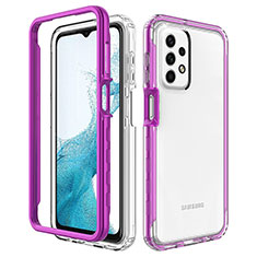 Silikon Schutzhülle Rahmen Tasche Hülle Durchsichtig Transparent 360 Grad Ganzkörper JX2 für Samsung Galaxy A23 5G Violett