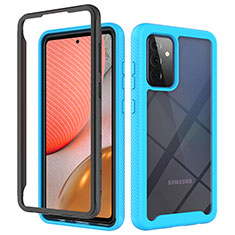 Silikon Schutzhülle Rahmen Tasche Hülle Durchsichtig Transparent 360 Grad Ganzkörper JX2 für Samsung Galaxy A72 5G Hellblau