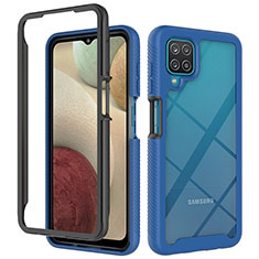 Silikon Schutzhülle Rahmen Tasche Hülle Durchsichtig Transparent 360 Grad Ganzkörper JX2 für Samsung Galaxy F12 Blau