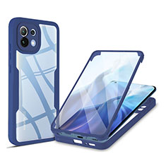 Silikon Schutzhülle Rahmen Tasche Hülle Durchsichtig Transparent 360 Grad Ganzkörper M01 für Xiaomi Mi 11 Lite 5G NE Blau