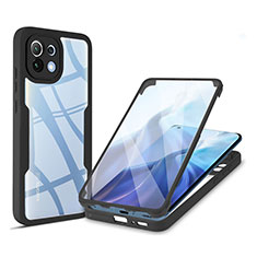 Silikon Schutzhülle Rahmen Tasche Hülle Durchsichtig Transparent 360 Grad Ganzkörper M01 für Xiaomi Mi 11 Lite 5G NE Schwarz