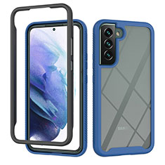 Silikon Schutzhülle Rahmen Tasche Hülle Durchsichtig Transparent 360 Grad Ganzkörper M02 für Samsung Galaxy S22 Plus 5G Blau