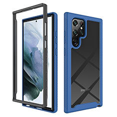 Silikon Schutzhülle Rahmen Tasche Hülle Durchsichtig Transparent 360 Grad Ganzkörper M02 für Samsung Galaxy S23 Ultra 5G Blau