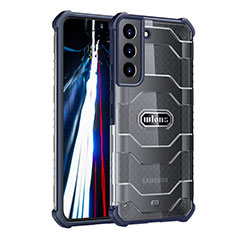 Silikon Schutzhülle Rahmen Tasche Hülle Durchsichtig Transparent 360 Grad Ganzkörper M06 für Samsung Galaxy S22 5G Blau