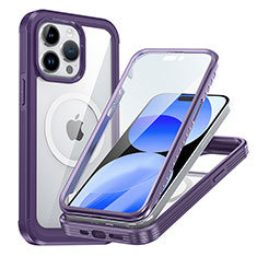 Silikon Schutzhülle Rahmen Tasche Hülle Durchsichtig Transparent 360 Grad Ganzkörper mit Mag-Safe Magnetic Magnetisch AC1 für Apple iPhone 13 Pro Violett