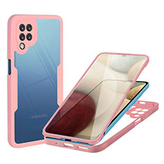 Silikon Schutzhülle Rahmen Tasche Hülle Durchsichtig Transparent 360 Grad Ganzkörper MJ1 für Samsung Galaxy A12 5G Rosegold