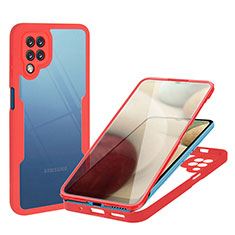 Silikon Schutzhülle Rahmen Tasche Hülle Durchsichtig Transparent 360 Grad Ganzkörper MJ1 für Samsung Galaxy A12 5G Rot