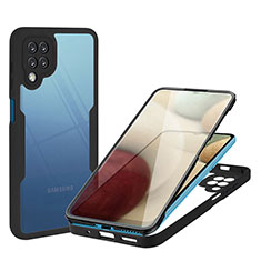 Silikon Schutzhülle Rahmen Tasche Hülle Durchsichtig Transparent 360 Grad Ganzkörper MJ1 für Samsung Galaxy A12 5G Schwarz