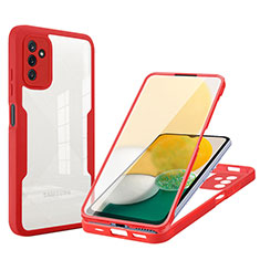 Silikon Schutzhülle Rahmen Tasche Hülle Durchsichtig Transparent 360 Grad Ganzkörper MJ1 für Samsung Galaxy A13 5G Rot