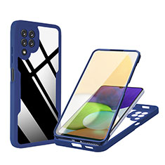 Silikon Schutzhülle Rahmen Tasche Hülle Durchsichtig Transparent 360 Grad Ganzkörper MJ1 für Samsung Galaxy A22 4G Blau