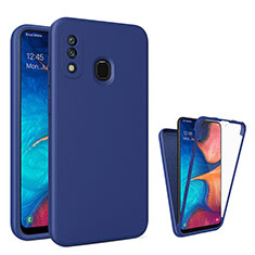 Silikon Schutzhülle Rahmen Tasche Hülle Durchsichtig Transparent 360 Grad Ganzkörper MJ1 für Samsung Galaxy A30 Blau