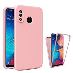 Silikon Schutzhülle Rahmen Tasche Hülle Durchsichtig Transparent 360 Grad Ganzkörper MJ1 für Samsung Galaxy A30 Rosegold