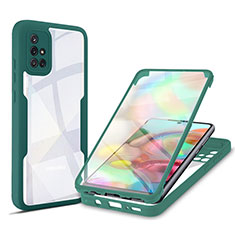 Silikon Schutzhülle Rahmen Tasche Hülle Durchsichtig Transparent 360 Grad Ganzkörper MJ1 für Samsung Galaxy A71 4G A715 Grün