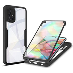 Silikon Schutzhülle Rahmen Tasche Hülle Durchsichtig Transparent 360 Grad Ganzkörper MJ1 für Samsung Galaxy A71 4G A715 Schwarz