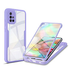 Silikon Schutzhülle Rahmen Tasche Hülle Durchsichtig Transparent 360 Grad Ganzkörper MJ1 für Samsung Galaxy A71 4G A715 Violett