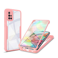 Silikon Schutzhülle Rahmen Tasche Hülle Durchsichtig Transparent 360 Grad Ganzkörper MJ1 für Samsung Galaxy A71 5G Rosegold