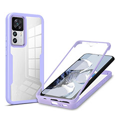 Silikon Schutzhülle Rahmen Tasche Hülle Durchsichtig Transparent 360 Grad Ganzkörper MJ1 für Xiaomi Mi 12T 5G Violett