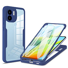 Silikon Schutzhülle Rahmen Tasche Hülle Durchsichtig Transparent 360 Grad Ganzkörper MJ1 für Xiaomi Poco C50 Blau