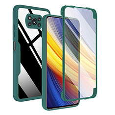 Silikon Schutzhülle Rahmen Tasche Hülle Durchsichtig Transparent 360 Grad Ganzkörper MJ1 für Xiaomi Poco X3 Grün